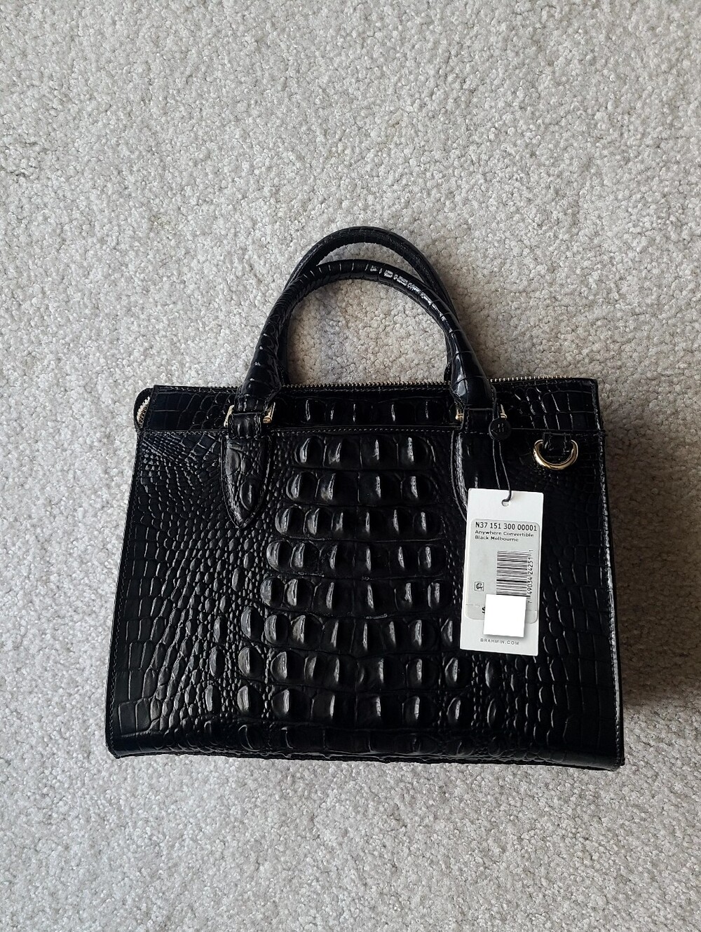 Brahmin Anywhere Black Melbourne Embossed Small Leather Satchel Handbag NWT - Picture 3 of 9